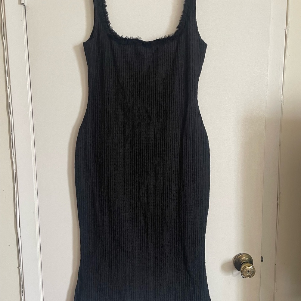 Mirror Palais Black Ribbed Sleeveless Midi Dress - Picture 2 of 8
